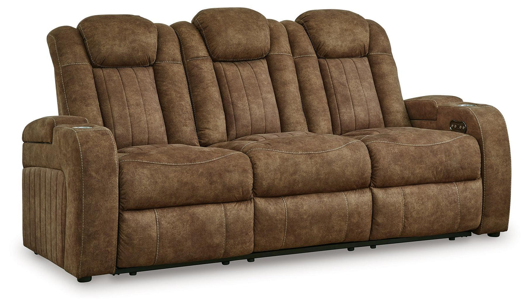 Wolfridge Brindle Faux Leather Power Reclining Sofa - Ella Furniture