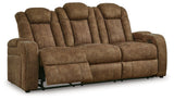 Wolfridge Brindle Faux Leather Power Reclining Sofa - Ella Furniture