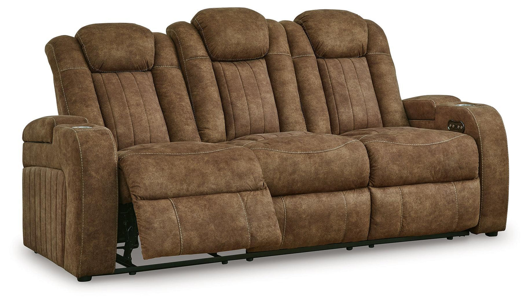 Wolfridge Brindle Faux Leather Power Reclining Sofa - Ella Furniture