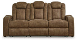 Wolfridge Brindle Faux Leather Power Reclining Sofa - Ella Furniture