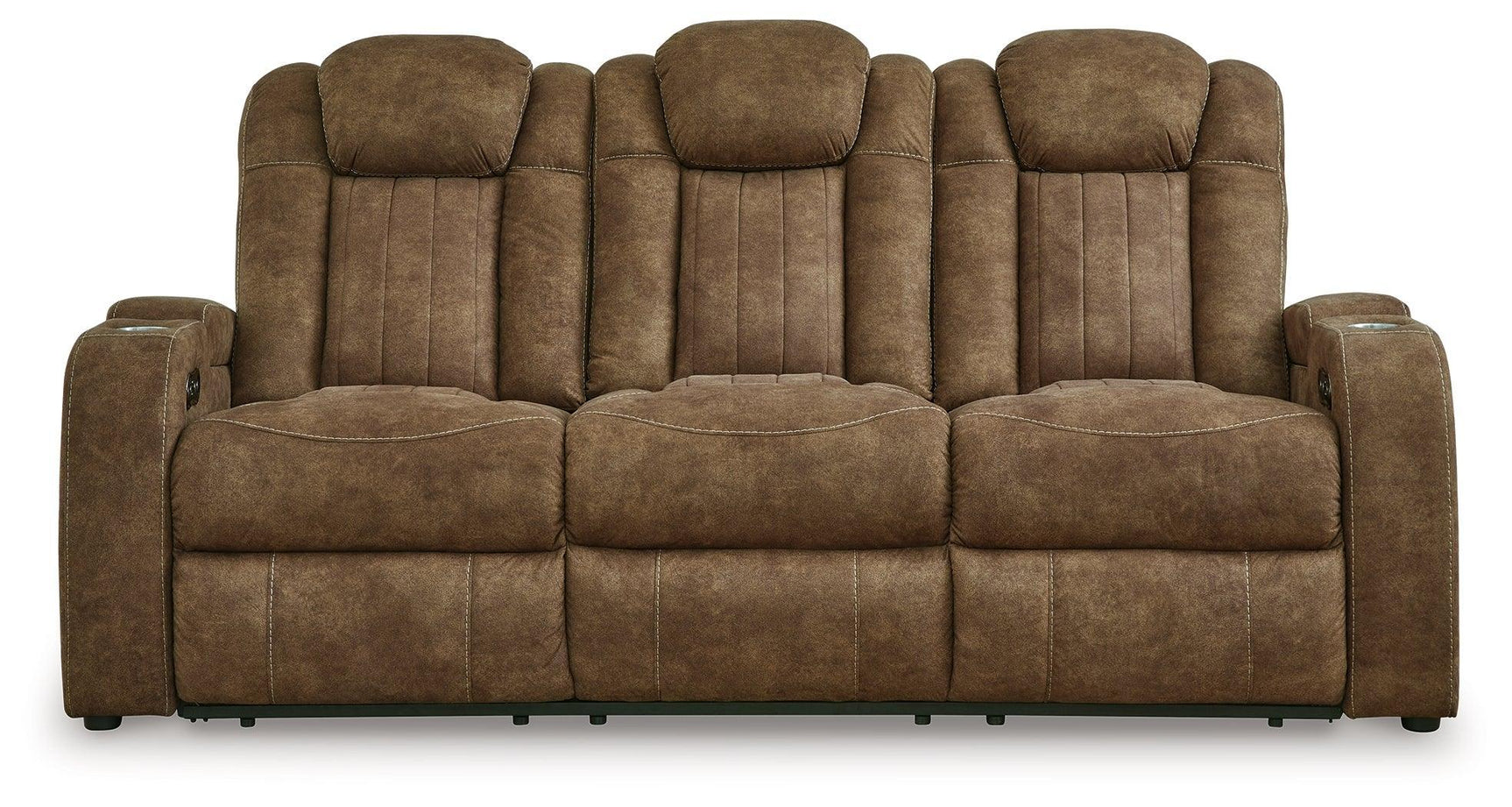 Wolfridge Brindle Faux Leather Power Reclining Sofa - Ella Furniture