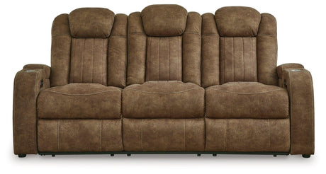 Wolfridge Brindle Faux Leather Power Reclining Sofa - Ella Furniture
