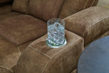 Wolfridge Brindle Faux Leather Power Reclining Loveseat - Ella Furniture