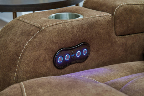 Wolfridge Brindle Faux Leather Power Recliner - Ella Furniture