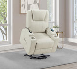 Armstrong Upholstered Power Lift Massage Recliner Ivory