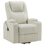 Armstrong Upholstered Power Lift Massage Recliner Ivory