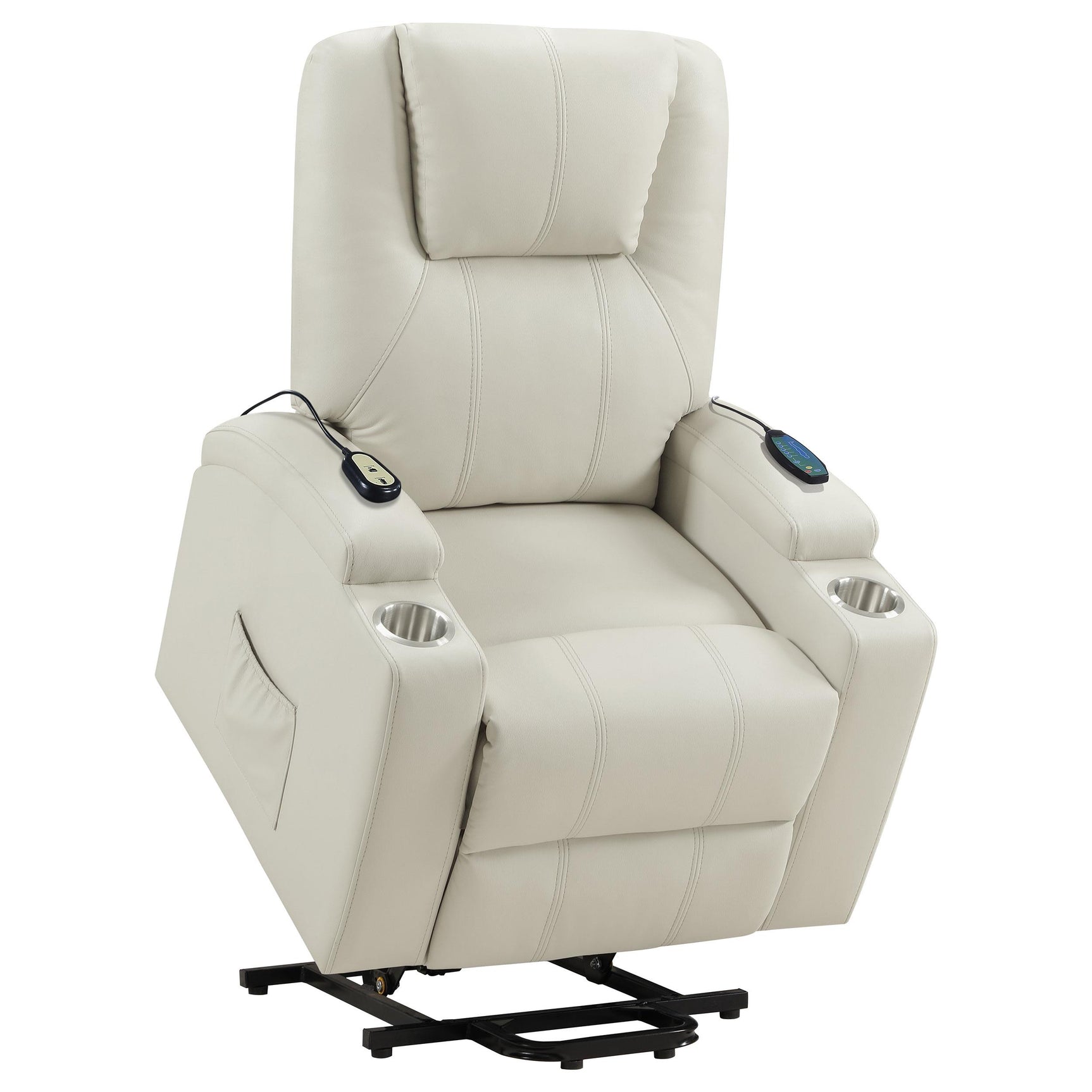 Armstrong Upholstered Power Lift Massage Recliner Ivory