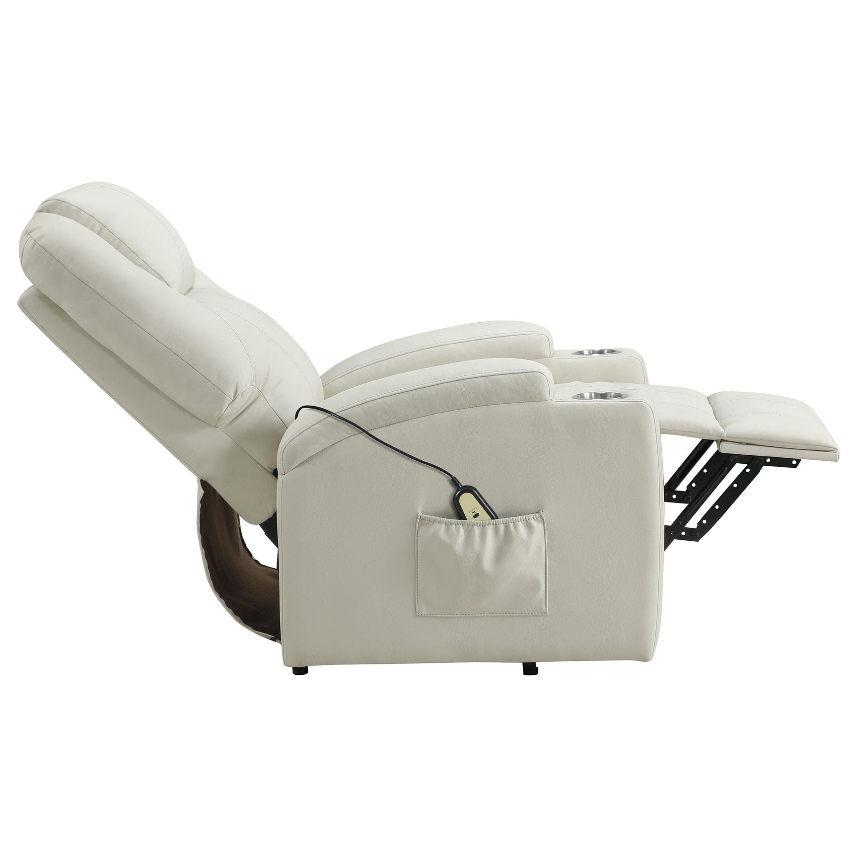 Armstrong Upholstered Power Lift Massage Recliner Ivory