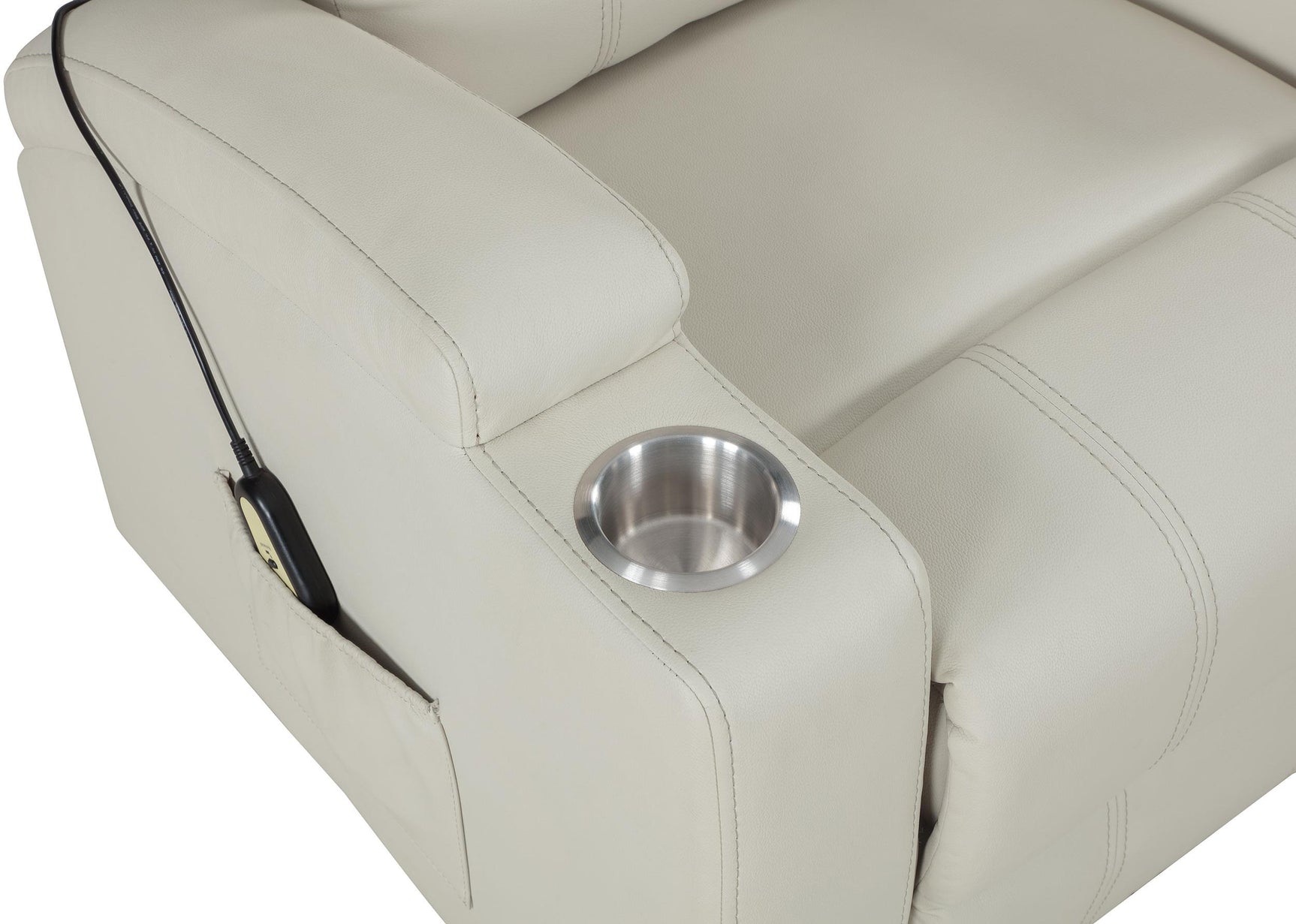 Armstrong Upholstered Power Lift Massage Recliner Ivory