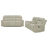 Kennett 2-piece Chenille Power Reclining Sofa Set Ivory