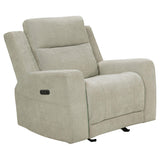 Kennett Chenille Upholstered Power Recliner Chair Ivory
