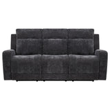 Kennett Chenille Upholstered Power Reclining Sofa Dark Grey