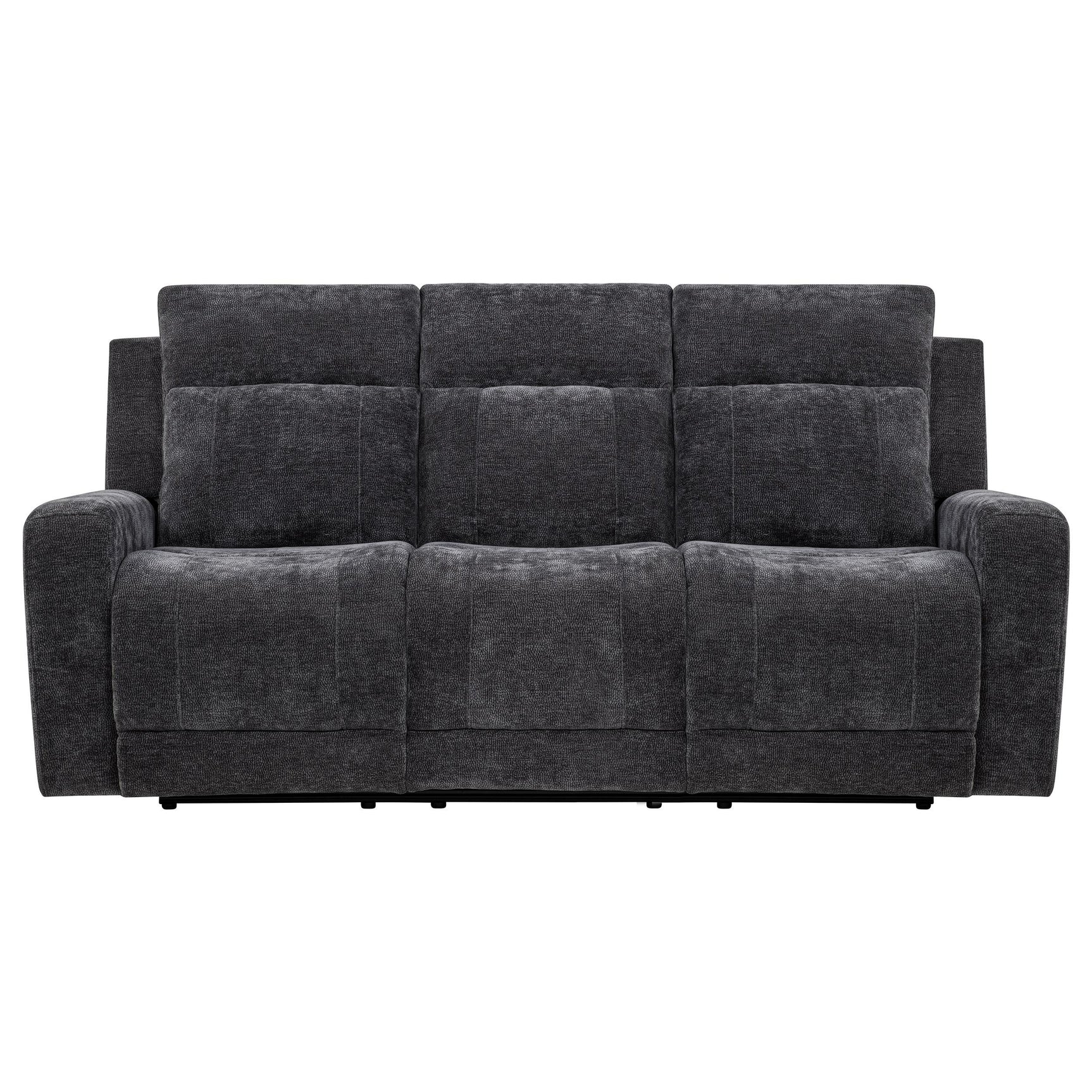 Kennett Chenille Upholstered Power Reclining Sofa Dark Grey