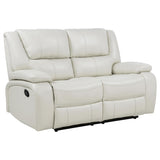 Camila 2-piece Upholstered Reclining Sofa Set White