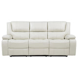Camila Upholstered Motion Reclining Sofa White