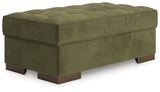 Caspian-Town Olive Velvet Oversized Accent Ottoman