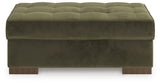Caspian-Town Olive Velvet Oversized Accent Ottoman