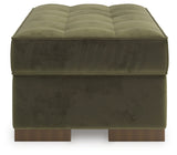 Caspian-Town Olive Velvet Oversized Accent Ottoman