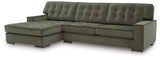 Caspian-Town Olive Velvet 2-Piece Sectional with Chaise