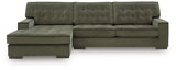 Caspian-Town Olive Velvet 2-Piece Sectional with Chaise
