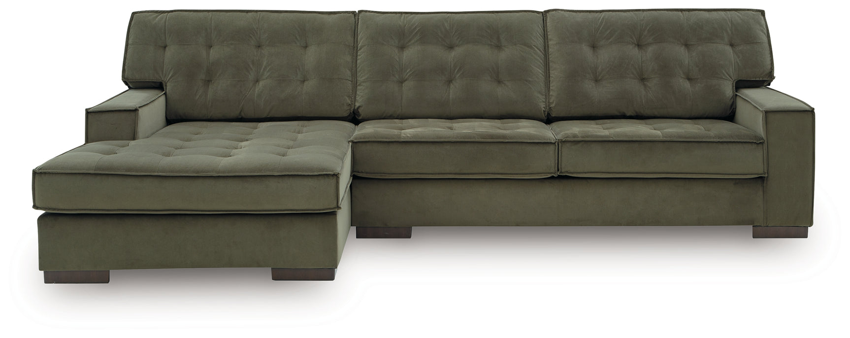 Caspian-Town Olive Velvet 2-Piece Sectional with Chaise