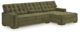 Caspian-Town Olive 2-Piece Sectional with Chaise