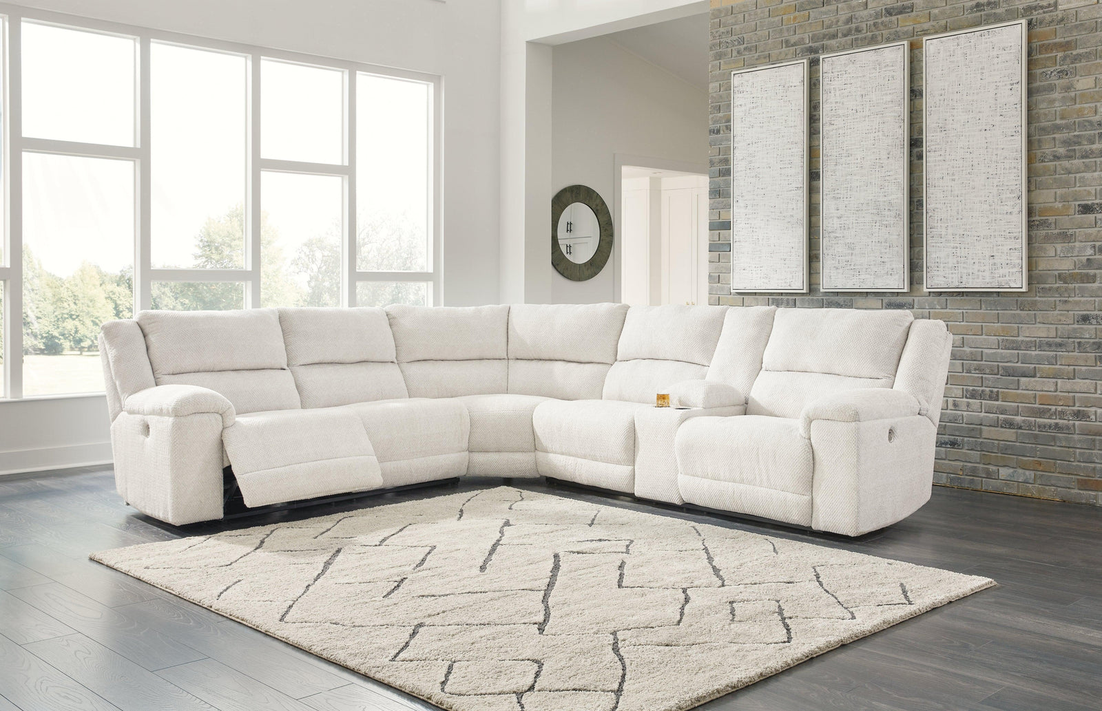 Keensburg Linen Velvet 3-Piece Power Reclining Sectional