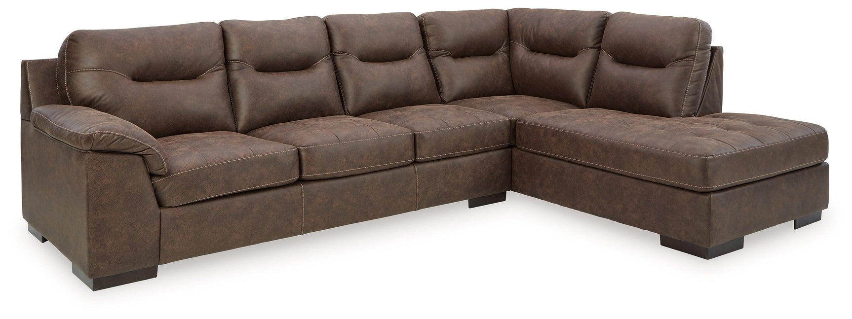 Maderla Walnut 2-Piece Sectional With Chaise - Ella Furniture