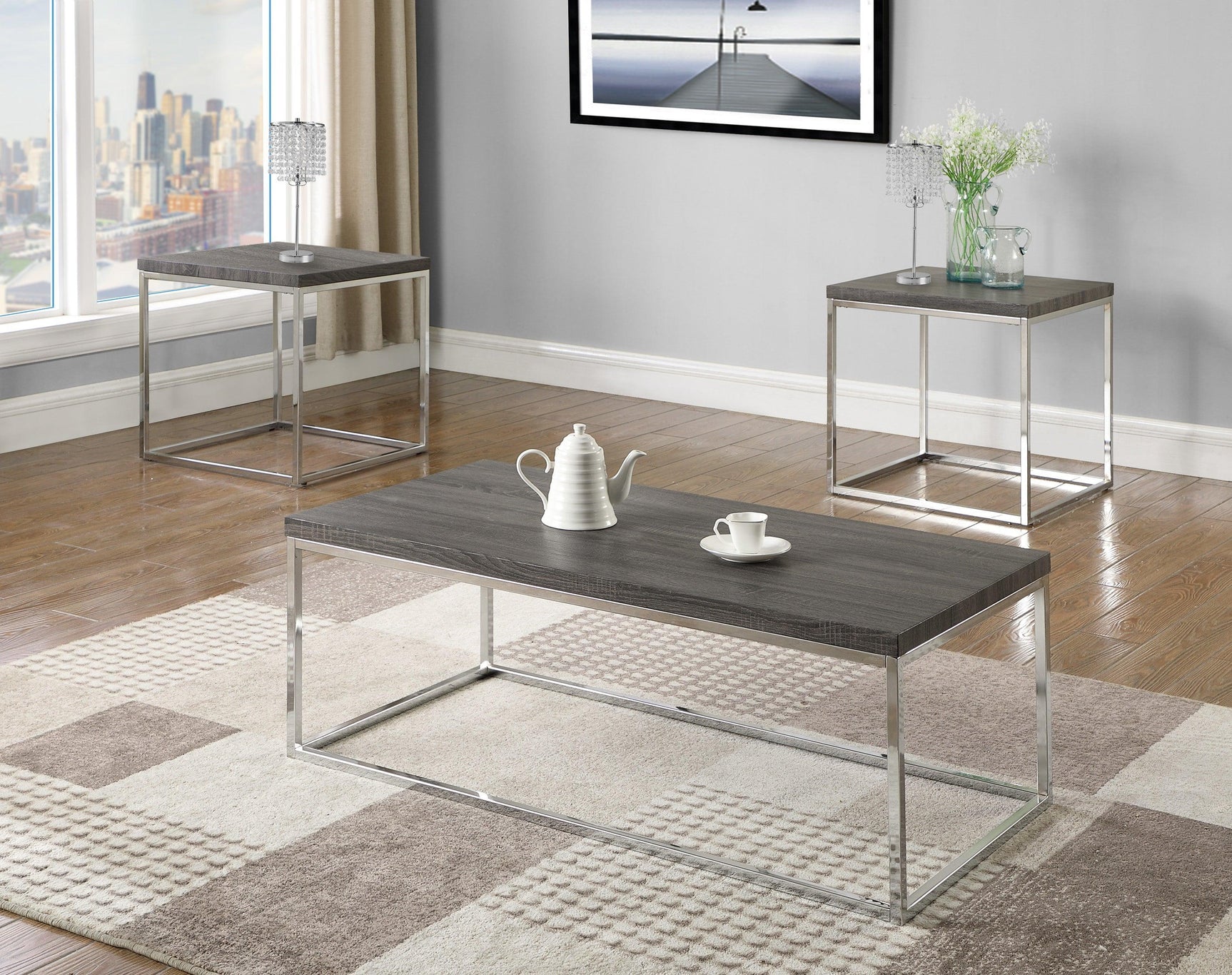 Ore International Chrome Metal Acrylic Table Lamp 19 - Ella Furniture