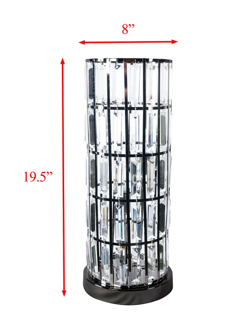 Column Black Nickel Acrylic And Brushed Metal Adjustable Table Lamp - Ella Furniture