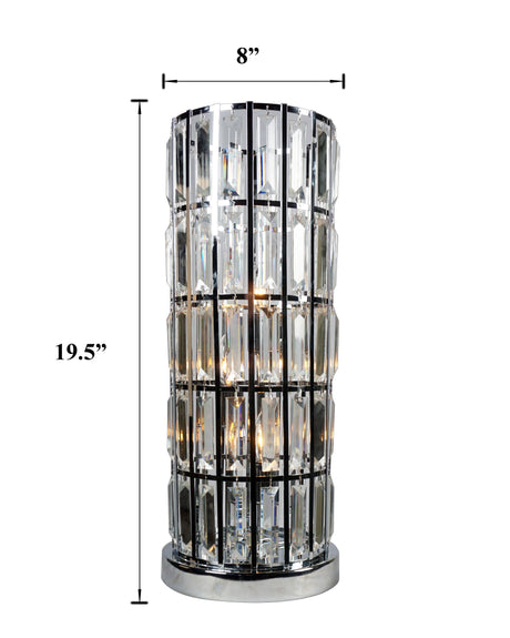 Glam Crystal Black Table Lamp - Ella Furniture