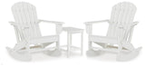 Sundown Treasure White 2 Outdoor Chairs with End Table — angled view