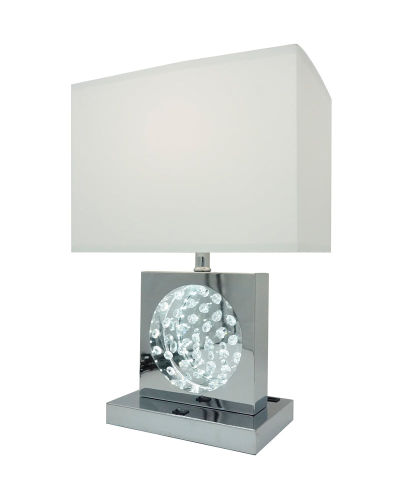 Orren Ellis Contemporary Modern White Chrome Table Lamp