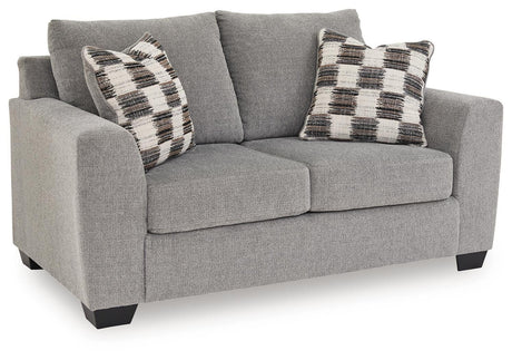 Loreo Flint Chenille Loveseat angled view