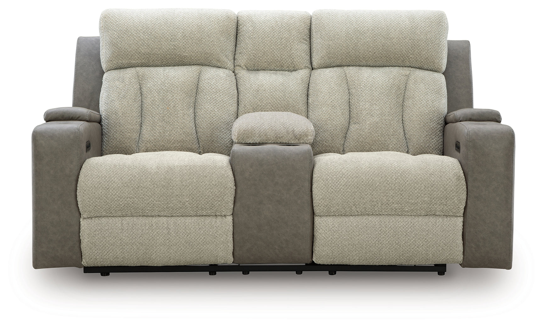 WhipLash Sisal Chenille Power Reclining Loveseat with Console