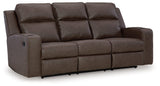 Lavenhorne Granite Faux Leather Reclining Sofa With Drop Down Table - Ella Furniture
