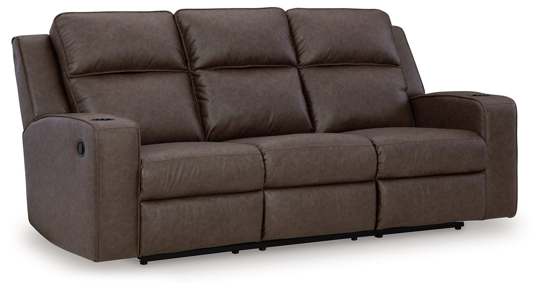 Lavenhorne Granite Faux Leather Reclining Sofa With Drop Down Table - Ella Furniture