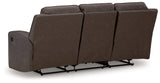 Lavenhorne Granite Faux Leather Reclining Sofa With Drop Down Table - Ella Furniture