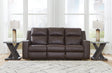 Lavenhorne Granite Faux Leather Reclining Sofa With Drop Down Table - Ella Furniture