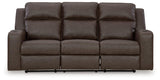 Lavenhorne Granite Faux Leather Reclining Sofa With Drop Down Table - Ella Furniture