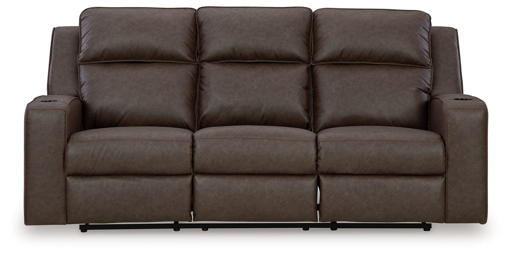 Lavenhorne Granite Faux Leather Reclining Sofa With Drop Down Table - Ella Furniture