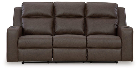 Lavenhorne Granite Faux Leather Reclining Sofa With Drop Down Table - Ella Furniture