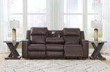 Lavenhorne Granite Faux Leather Reclining Sofa With Drop Down Table - Ella Furniture