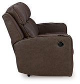 Lavenhorne Granite Faux Leather Reclining Sofa With Drop Down Table - Ella Furniture