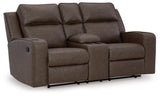 Lavenhorne Granite Faux Leather Reclining Loveseat With Console