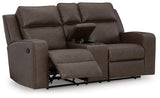 Lavenhorne Granite Faux Leather Reclining Loveseat With Console