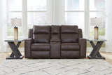 Lavenhorne Granite Faux Leather Reclining Loveseat With Console