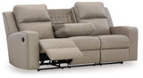 Lavenhorne Pebble Faux Leather Reclining Sofa With Drop Down Table - Ella Furniture