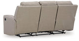 Lavenhorne Pebble Faux Leather Reclining Sofa With Drop Down Table - Ella Furniture