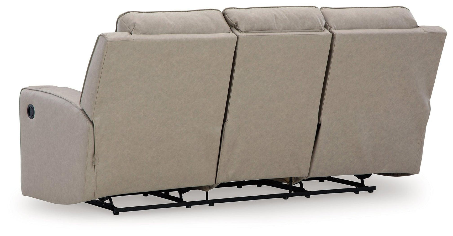 Lavenhorne Pebble Faux Leather Reclining Sofa With Drop Down Table - Ella Furniture